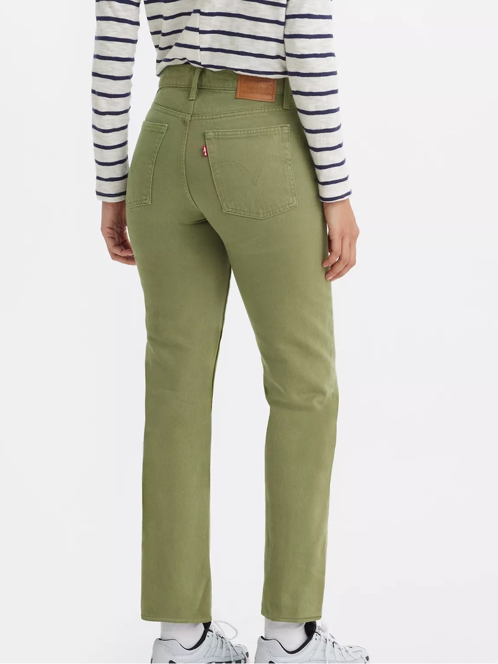 Levis Wedgie Straight Button Fly Jeans Womens 27 Green Ankle Mid Rise Stretch